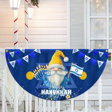 Discover Happy Hanukkah Gnome Fan Flag - Non-Pleated Jewish Holiday Décor  - 3-Day Shipping