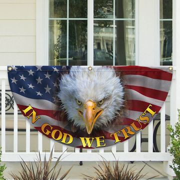Discover In God We Trust Bald Eagle American Non-Pleated Fan Flag