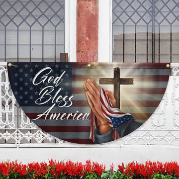 Discover Christian Cross God Bless America Non-Pleated Fan Flag