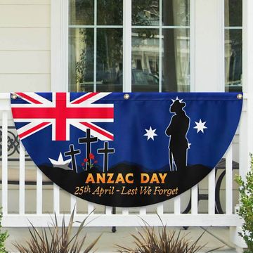 Discover Anzac Day Australia 25th April Lest We Forget Non-Pleated Fan Flag