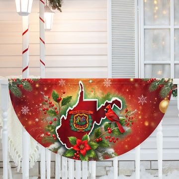 Discover West Virginia Christmas Holidays Non-Pleated Fan Flag