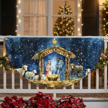 Discover Nativity Of Jesus Christmas Flag Holy Night Christmas Non-Pleated Fan Flag