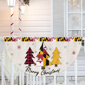 Discover Maryland Christmas Flag Christmas Tree Maryland Christmas Non-Pleated Fan Flag