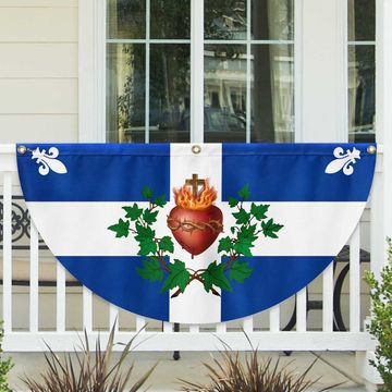 Discover Quebec Sacred Heart Of Jesus Flag Christian Catholic Non-Pleated Fan Flag
