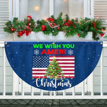 Discover We Wish You Ameri Christmas Non-Pleated Fan Flag