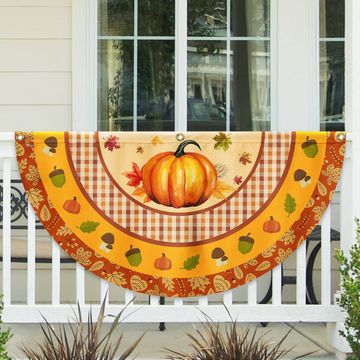 Discover Fall Flag Pumpkin Thanksgiving Non-Pleated Fan Flag