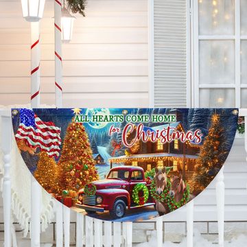 Discover Christmas Horse All Hearts Come Home For Christmas Non-Pleated Fan Flag