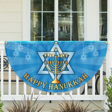 Discover Happy Hanukkah Menorah Jewish Non-Pleated Fan Flag  3-Day Shipping