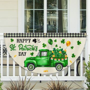 Discover Shamrocks Truck Happy St Patrick’s Day Non-Pleated Fan Flag