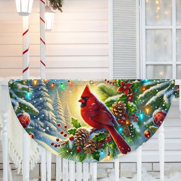 Discover Cardinal Winter Christmas Non-Pleated Fan Flag