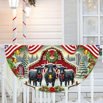 Discover Angus Cattle Christmas Black Angus Cow Farm Animals Non-Pleated Fan Flag