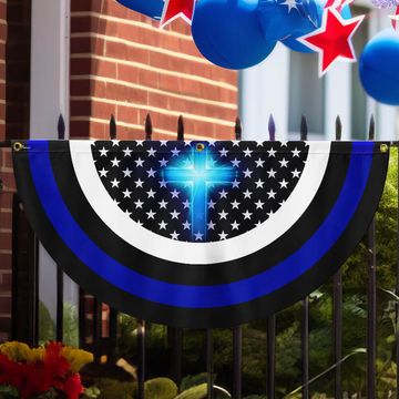 Discover Christian The Thin Blue Line Non-Pleated Fan Flag