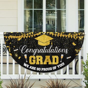 Discover Congratulations Graduate, We Are So Proud Of You Graduation Non-Pleated Fan Flag