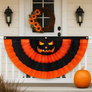Discover Halloween Scary Pumpkin Jack-o'-lanterns Non-Pleated Fan Flag