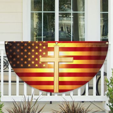 Discover Faith Of Jesus Christian Cross Non-Pleated Fan Flag