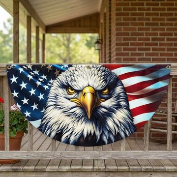 Discover Patriotic Eagle American Non-Pleated Fan Flag 3-Day Shipping