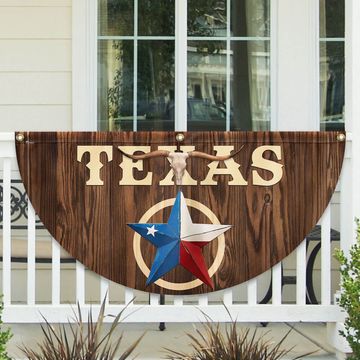 Discover Texas Star Longhorn Non-Pleated Fan Flag