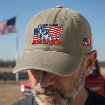 Discover 250 Years of America Washed Cap, Patriotic Liberty Embroidered Cap