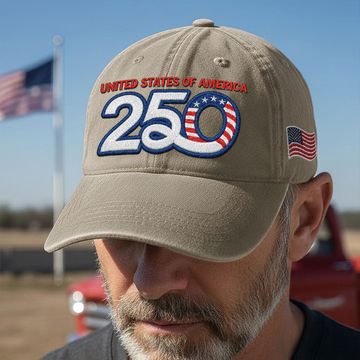 Discover America Vintage Washed Cap, 250th Anniversary Eagle Embroidered Cap
