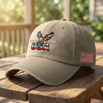 Discover 250th Anniversary USA Washed Cap | Patriot Embroidered American Flag