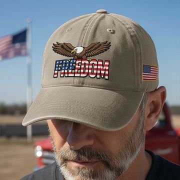Discover 250 Years of Freedom Washed Cap | Patriot Eagle Embroidered Cap