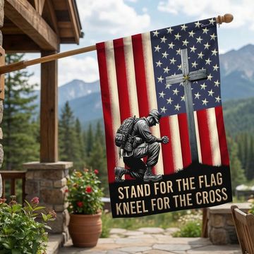 Discover American Flag with Cross Veterans Day Christ Flag  3-Day Shipping