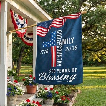 Discover American Patriotic Flag, 250 Years of Blessing God 1776 2026 Flag