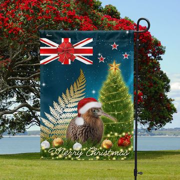 Discover New Zealand Christmas Kiwi Bird and Fern Flag