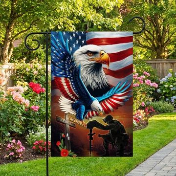 Discover Veterans Day Flag. Veteran Kneeling Soldier Christian Cross We The People Flag