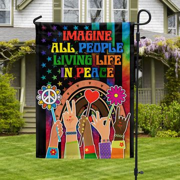Discover Hippie Peace Rainbow Flag Imagine All People Living Life In Peace