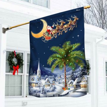 Discover South Carolina Christmas Flag Santa Sleigh Palm Tree Christmas Night in South Carolina