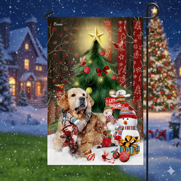 Discover Golden Retriever Merry Christmas Flag