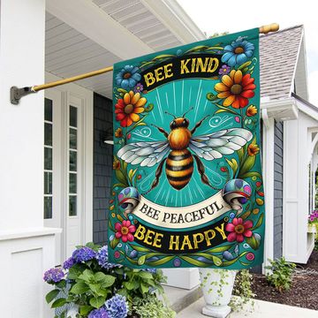 Discover Hippie Flag, Bee Kind Bee Peaceful Bee Happy, Double Side Printed