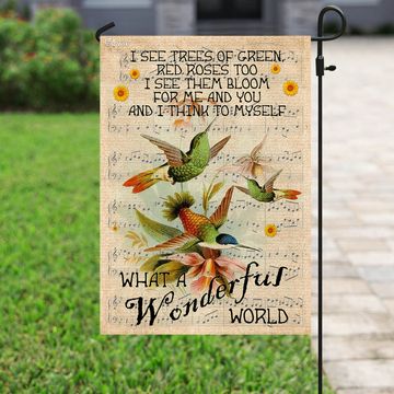 Discover What A Wonderful World Hummingbird Flag