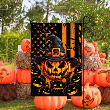 Discover Halloween Pumpkin American Flag