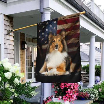 Discover Shetland Sheepdog American Flag