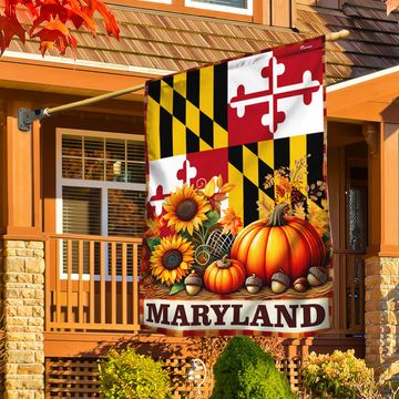 Discover Maryland State Fall Thanksgiving Flag
