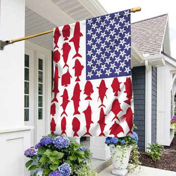 Discover Fishing Fish july 4th Patriotic American Flag
