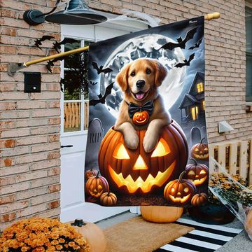 Discover Halloween Golden Retriever Dog Trick Or Treat Flag