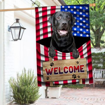 Discover Black Labrador Dog Welcome American Flag TQN1135Fv1