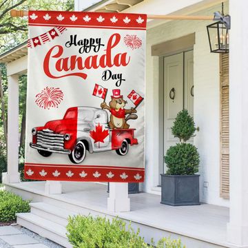Discover Happy Canada Day Beaver Truck Flag