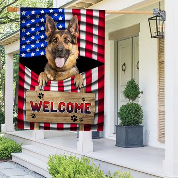 Discover German Shepherd Dog Welcome American Flag
