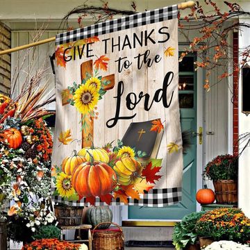 Discover Fall Pumpkins Flag Give Thanks To The Lord Thanksgiving Halloween Flag