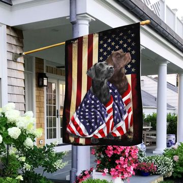 Discover Black And Chocolate Labrador Retriever American Patriot Wrapped in Glory Flag