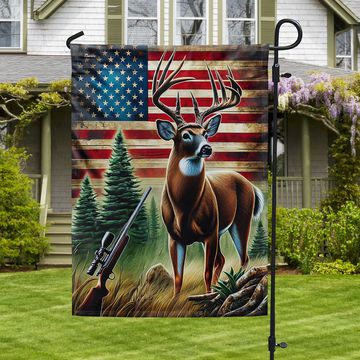 Discover Deer Hunting American Flag