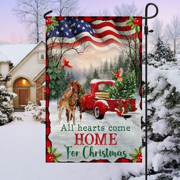 Discover Christmas Horse All Hearts Come Home For Christmas Flag