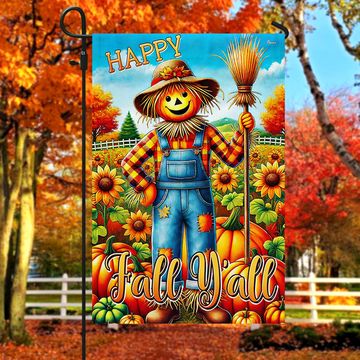 Discover Thanksgiving Scarecrow Harvest Pumpkins Happy Fall Flag