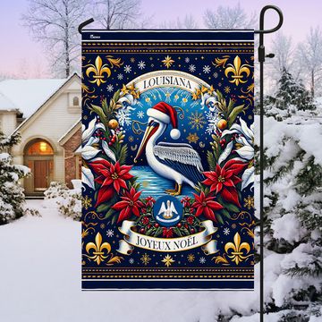 Discover Louisiana Joyeux Noël Pelican Feliz Navidad Christmas Flag