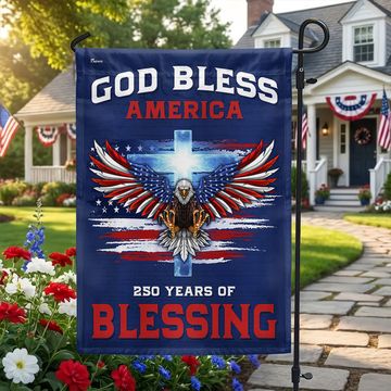 Discover 250 Years of Blessing Flag, God Bless America with Eagle Cross US Flag