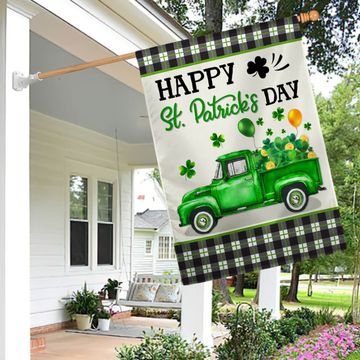 Discover Shamrock Truck Happy St Patrick's Day Flag